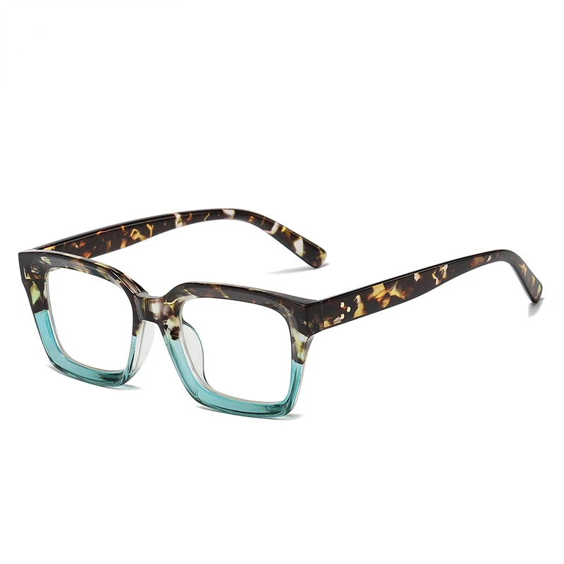 1pc Women's Tortoise Shell Square Frame Full Rim Plain Glasses With Tr  Metal Retro Personality Design