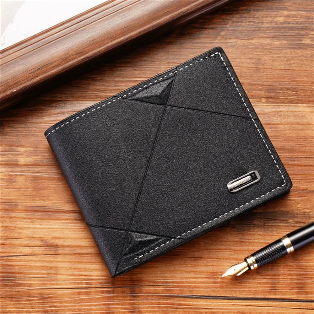 New Men's Wallet Short Multi-card Coin Purse Fashion Casual Wallet Male Youth Thin Three-fold Horizontal Soft Wallet Men PU 4