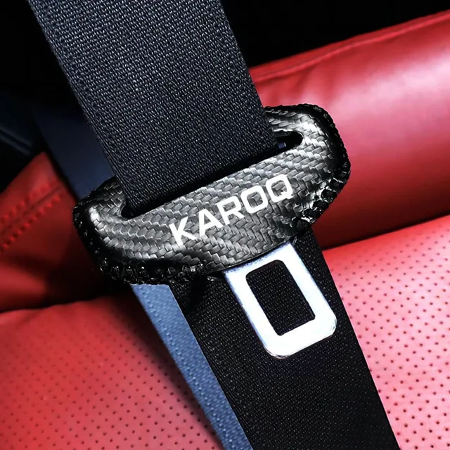 2pcs Car Seat Belt Buckle Plug Leather Car Seat Belt Clip Protective Covers for Skoda KAROQ Auto Interior Accessories