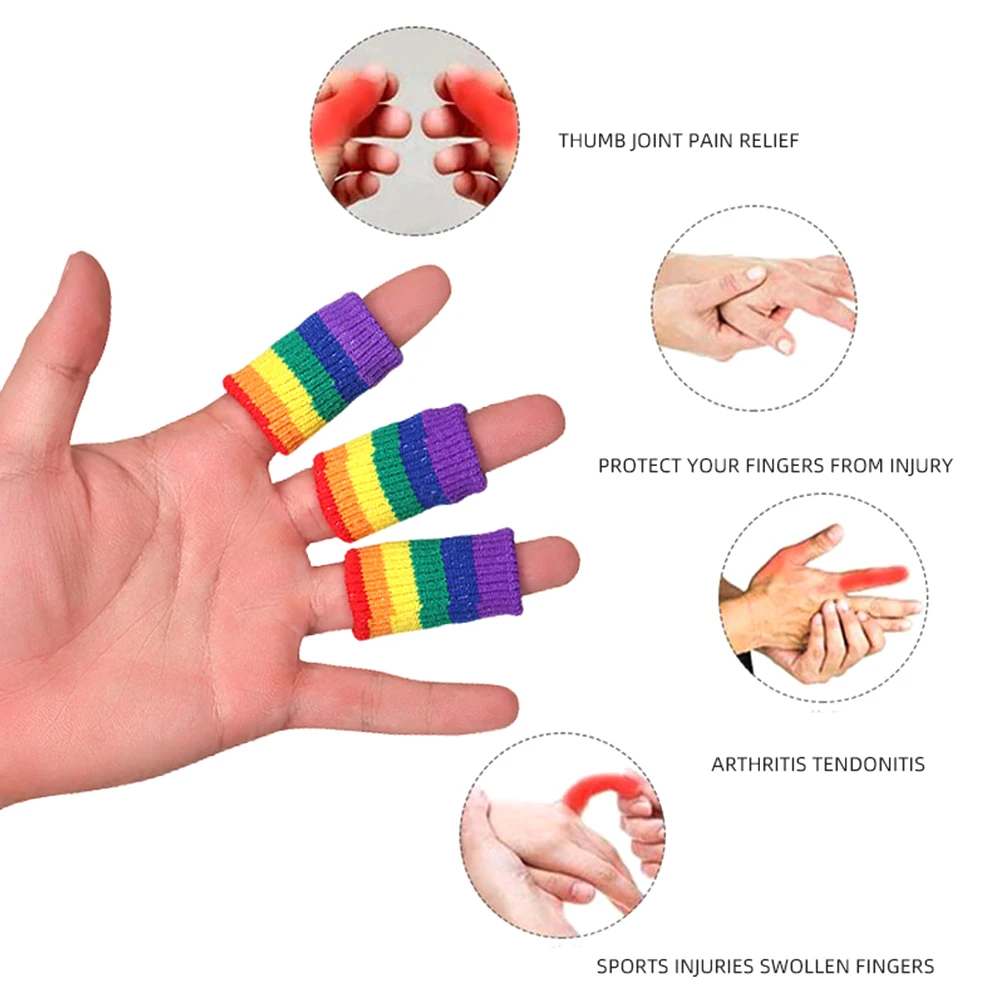 10Pcs Finger Sleeves Protectors,Sport Finger Splints Thumb Finger Brace Support Elastic Thumb Sleeves for Relieving Pain