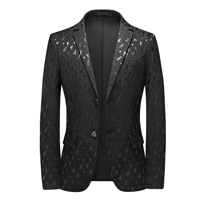 

2023 Brand Clothing Men Autumn New Casual Slim Suit Long Sleeve Jacket Splicing Printed Business Luxury Blazers Fashion Coat 6XL