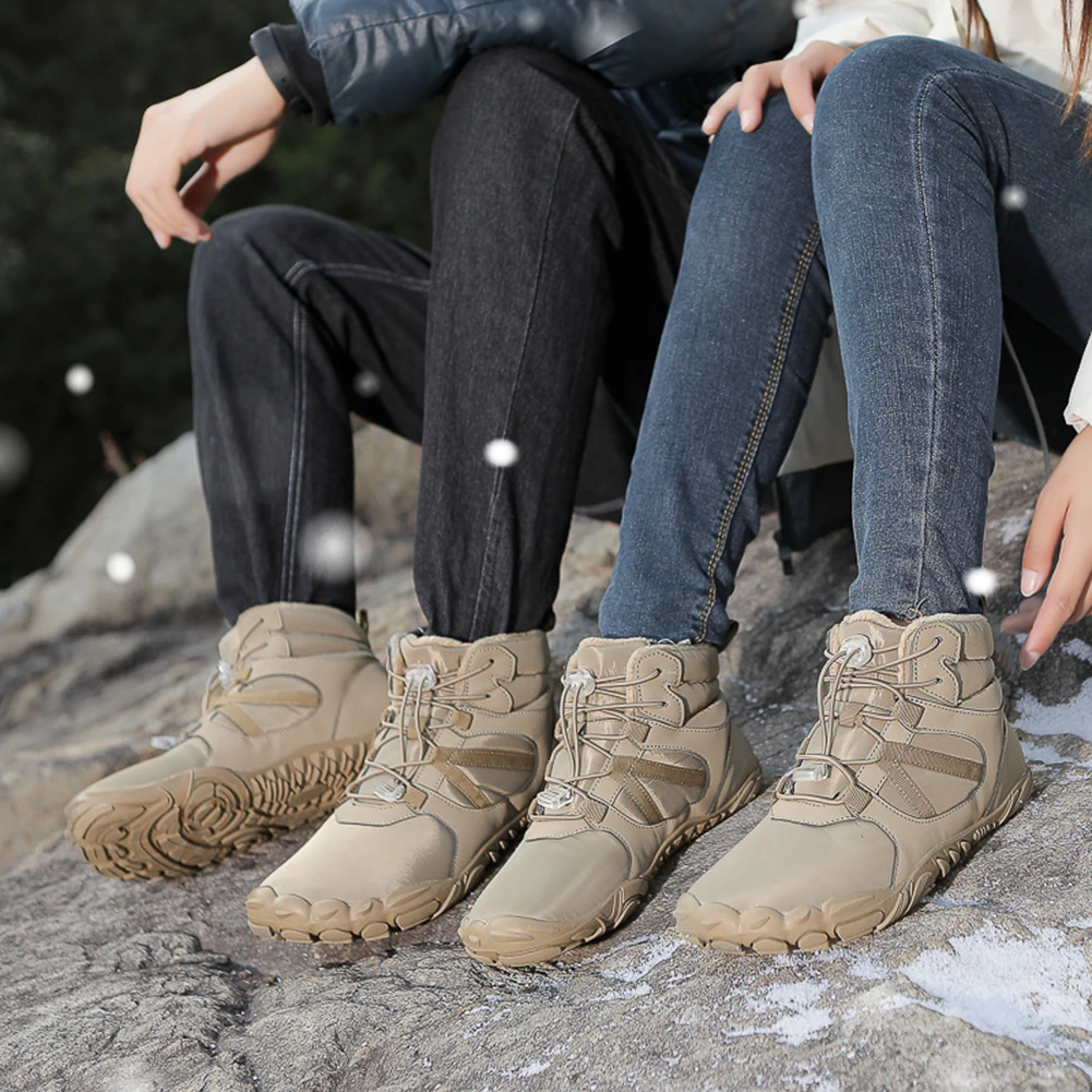 Winter Snow Boots Winter Jogging Sneakers Non Slip Casual Barefoot Shoes Waterproof High Top Boots for Travel Climbing Hiking 2