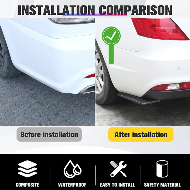 Bumper Strip Pair Universal Car Front Rear Bumper Strip Lip Spoiler Diffuser Splitter Scratch Protector 44.5cm Winglets Side Skirt Extension