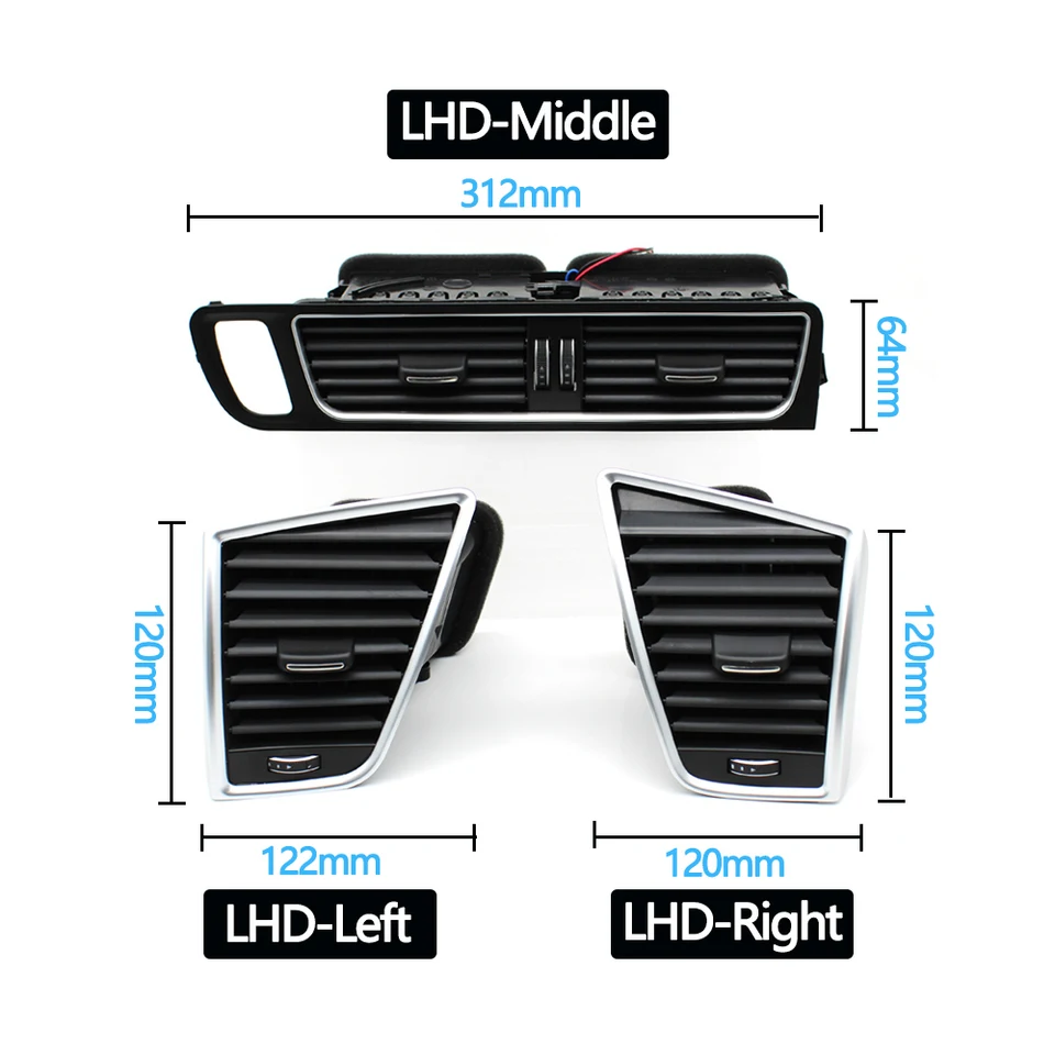 New Air Vent Grille - Center A/C Vents For 2009-2017 Audi Q5 - Black, 8R1820951