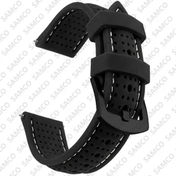 Comfortable Soft Silicone Rubber Watch Strap Replacement - 22mm (Hole 20)