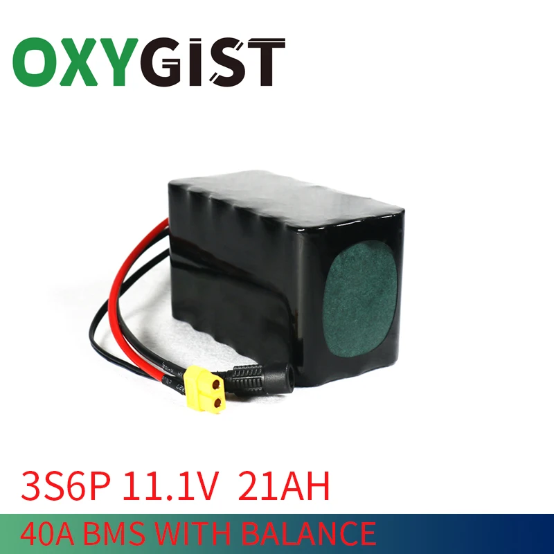 OXYGIST 12V 3S6P 21Ah 40A BMS orline battery pack 18650 li-ion 3500mah cells XT60 DC5521 400Watt High Power Motor Scooter light
