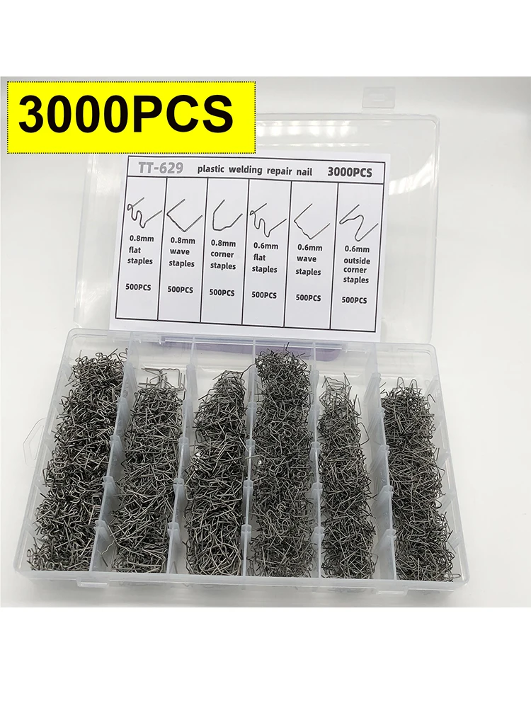 3000 Stuks/1200 Stuks/600 Stuks Auto Plastic Reparatie Nagel Voorgesneden Golf Nietjes Bumper Reparaties Hete Nietmachine Plastic Lasser