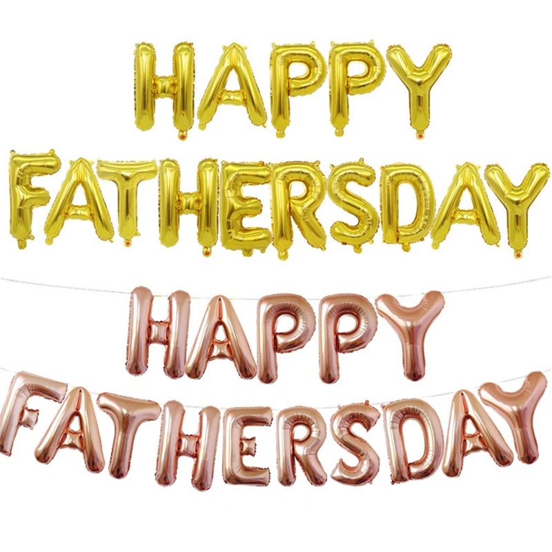 

1set 16inch Rose Gold Happy Father's Day Foil Balloons Letter Inflatable Air Ballons Father's Day Party Decorations Adult Globos