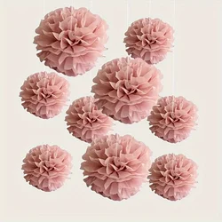 Elegant Pink Paper Flower Balls Set - Ideal for Celebrations & Events (9pcs)