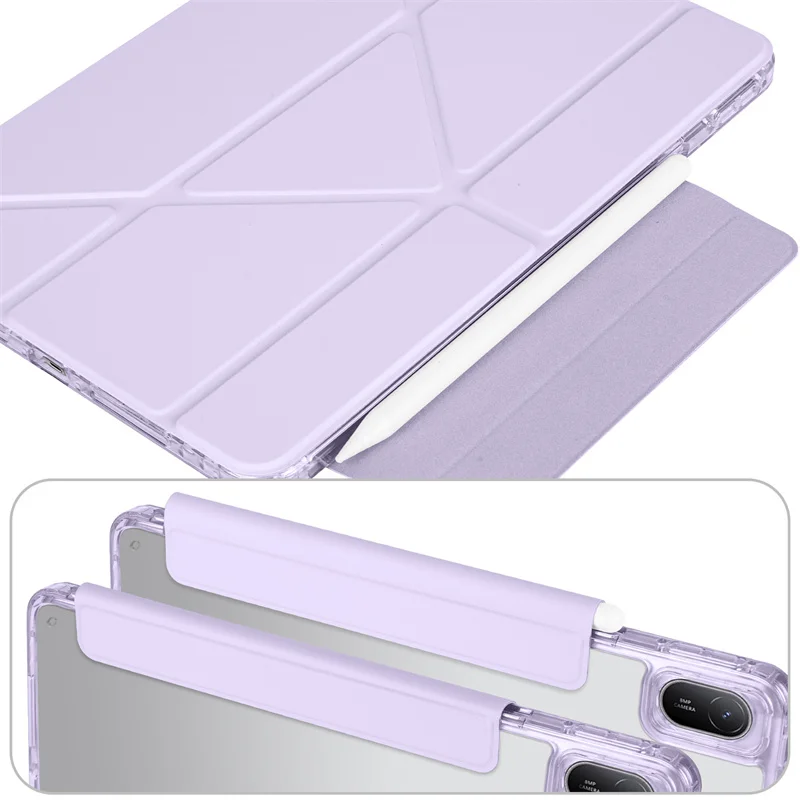 Premium Smart Fold Leather Acrylic Back Magnetic Tablet Cover, 12-Inch