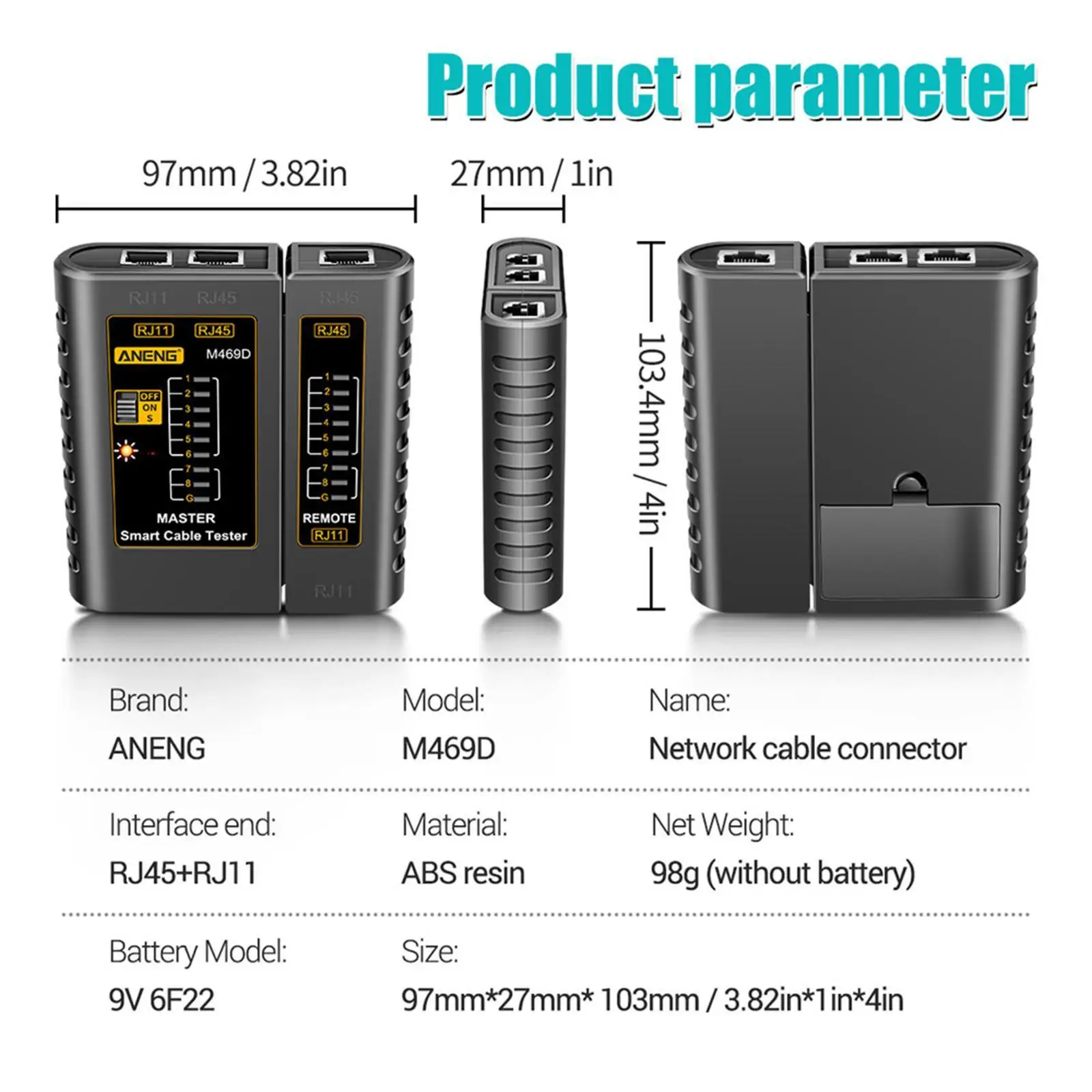 ANENG M469D RJ45 RJ11 Cable Lan Tester Network Cable Tester UTP LAN Cat5 Cat5E Cat6 Networking Repair Tool