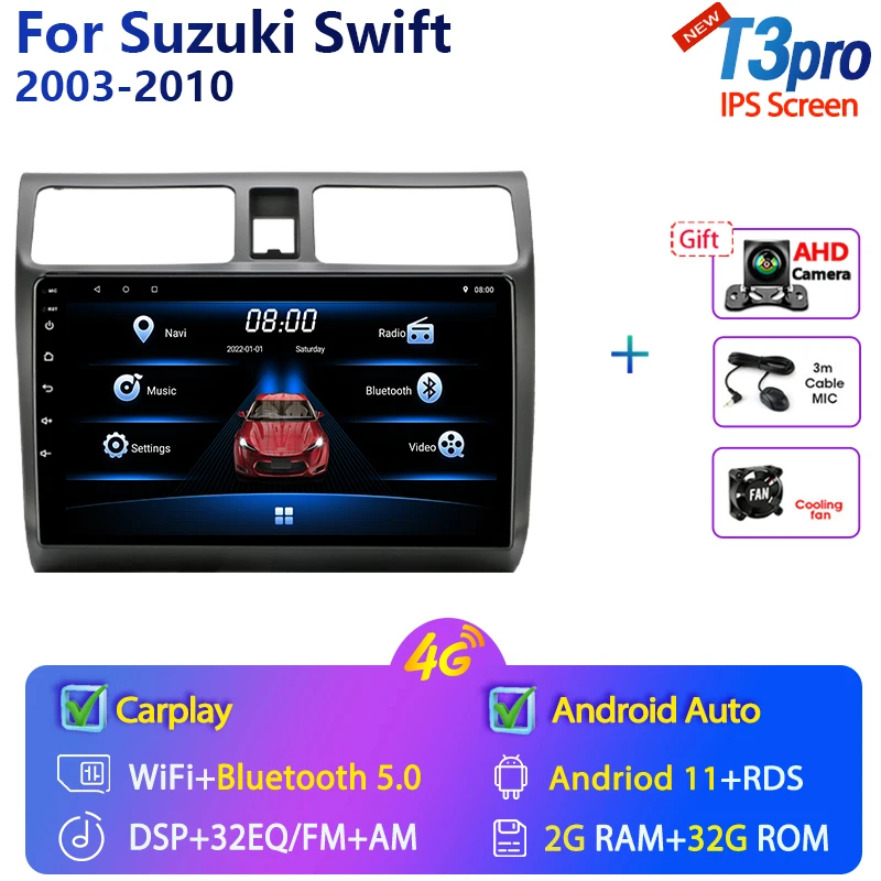 portable movie player for car Android 11 Car Radio with Screen for Suzuki Swift 2003-2010 Stereo Receiver Carplay Video Multimedia Player Bluetooth 2 din DVD portable video player for car Car Multimedia Players