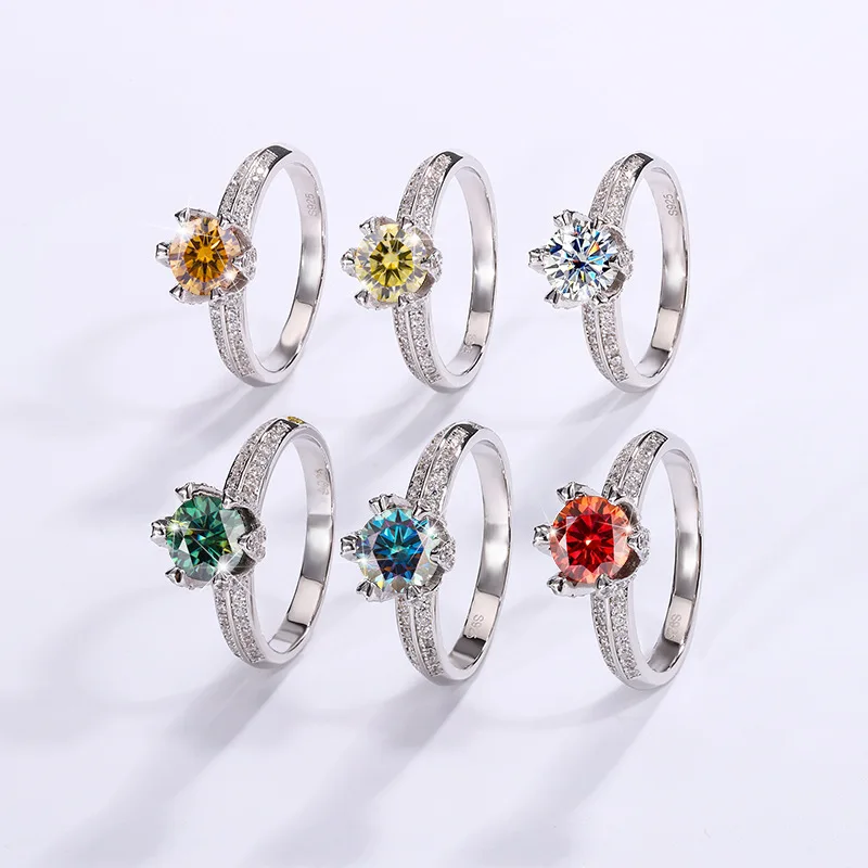 1 Carat Color Moissanite Ring S925 Sterling Silver Platinum For Women VVS D-COLOR Engagement Wedding Diamond Ring Luxury Jewelry
