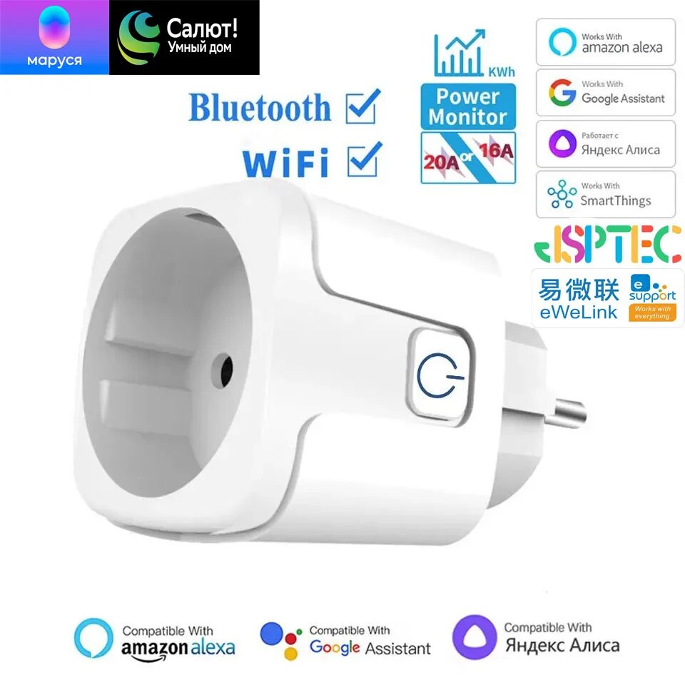 EWelink WiFi Smart Socket With Power Monitoring Smart Plug Voice Control Work with Alexa Google Home Yandex ÐÐ°ÑÑÑÑ