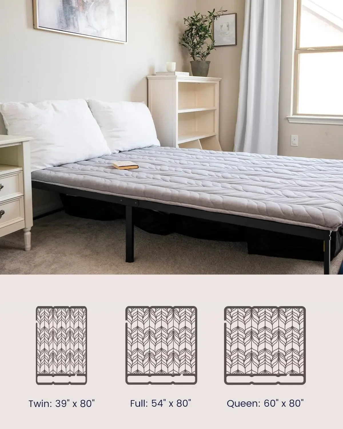 Japanese Floor Mattress Futon Mattress Full Size, Thicken Roll Up Tatami Mat w/ 100% Cotton Washable Cover, Portable & Foldable 6