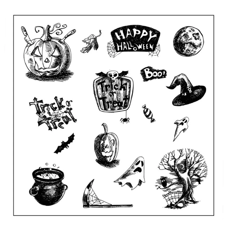 Decorative Stamps Sheet Transparent Silicone Seal Clear Stamp For DIY Craft Card Photo Album Making Happy Halloween Prop clear stamps clear rubber stamps
