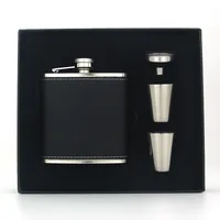 6oz Portable Stainless Flagon Hip Flasks Set with Cups Funnel for Whiskey Vodka Wine Pot Outdoor Drinking Bottle Men's Gift Box