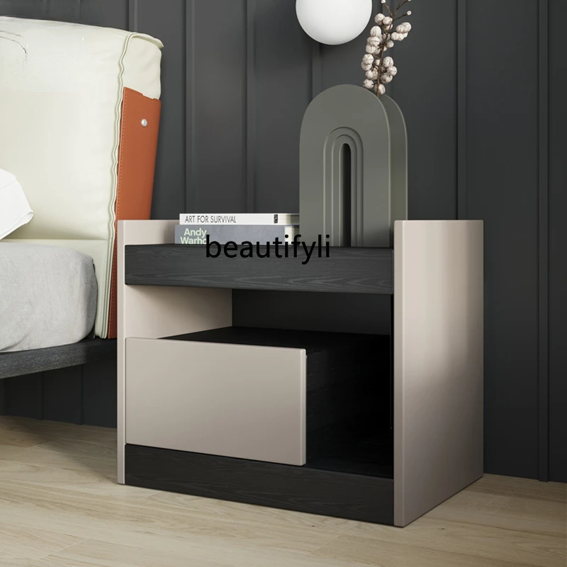 

zqMinimalist Color Matching Bedside Table Simple Mini Light Luxury Nordic Style Installation-Free Bedroom Bedside Cabinet