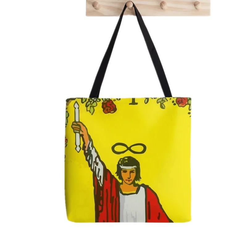 Women Shopper bag Tarot the Death Printed Kawaii Bag Harajuku Shopping Canvas Shopper Bag girl handbag Tote Shoulder Lady Bag