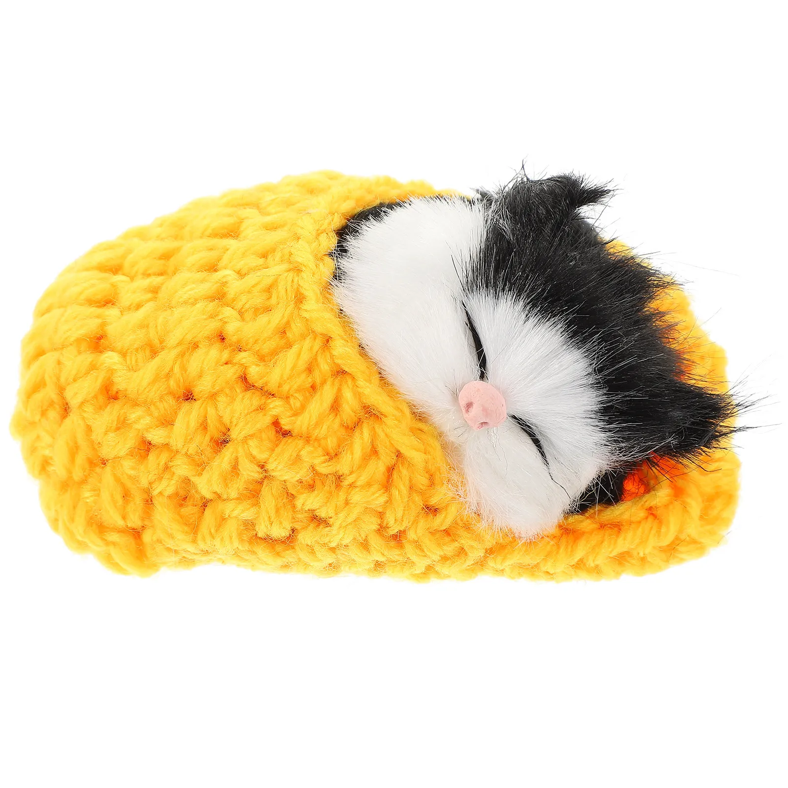 슬리퍼를 신은 잠자는 고양이 미니 새끼 고양이 신발 노란색 야옹 소리 어린이를..