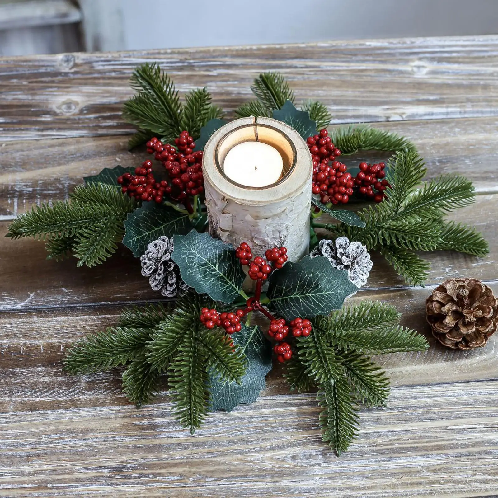 Candle Ring Centerpieces Front Door Table Decor Festival Decor Candlestick Wreath for Home Window Christmas Door Bedroom