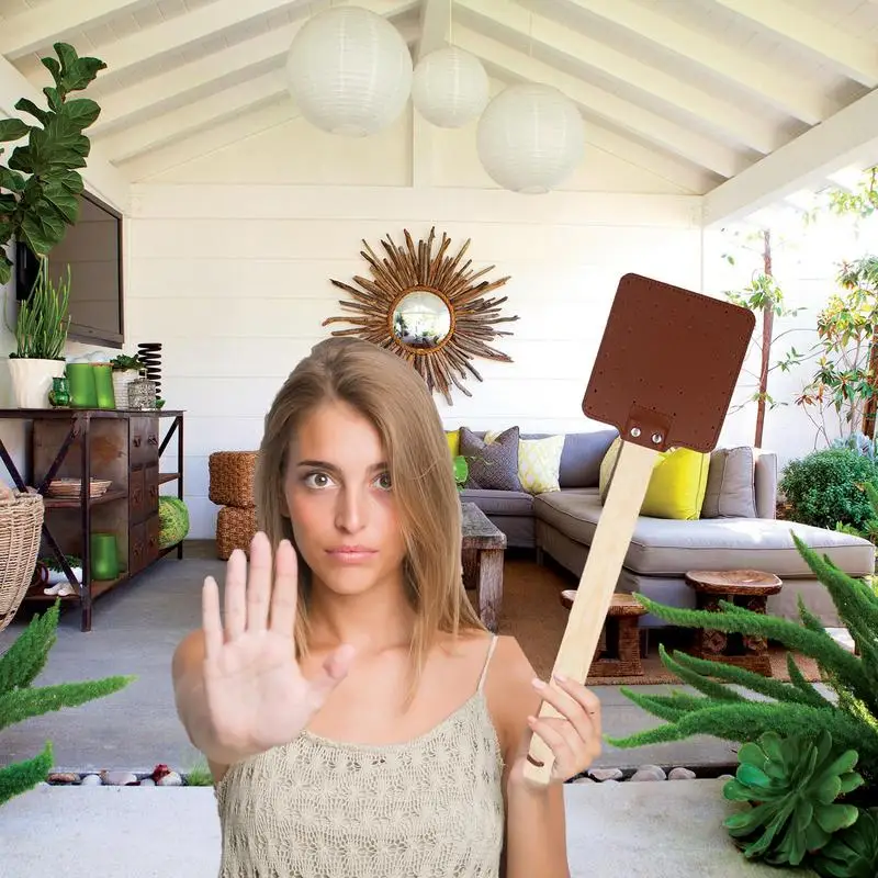Fly Swatter Leather Fly Swat for Home Flexible Eliminate Swats Summer Mesh Home Lengthening for Garden Outdoor