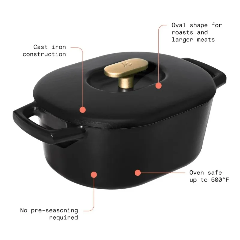Beautiful 6 Quart Enamel Dutch Oven, Black Sesame by Drew Barrymore 3