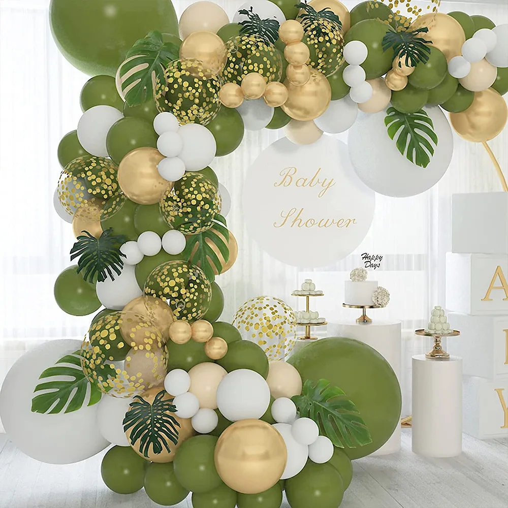 

Wedding Proposal Background Wall Scene Decoration Forest Style Holiday Birthday Party Decoration Balloon Set Olive Green