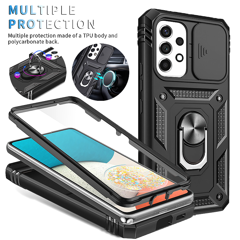 For Samsung Galaxy A52 4G 5G A52s Case Full Protect Armor Shockproof Back Cover for SumsungA52s A 52 Slide Lens Ring Stand Funda