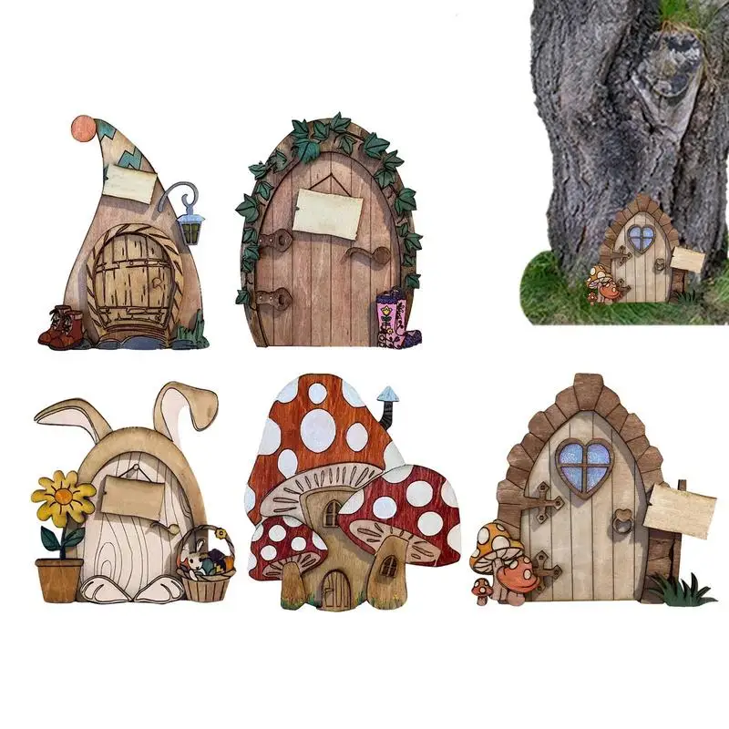 

Fairy Garden Door Christmas Mini Garden Wood Outdoor Fairy Garden Door Miniature Fairy For Trees Decoration Fairies Sleeping