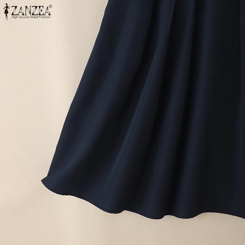 ZANZEA Summer Solid Midi Skirt Elegant Women High Waist Work OL Skirts Fashion A-line Jupes Stylish Party Faldas Saia Plus Size