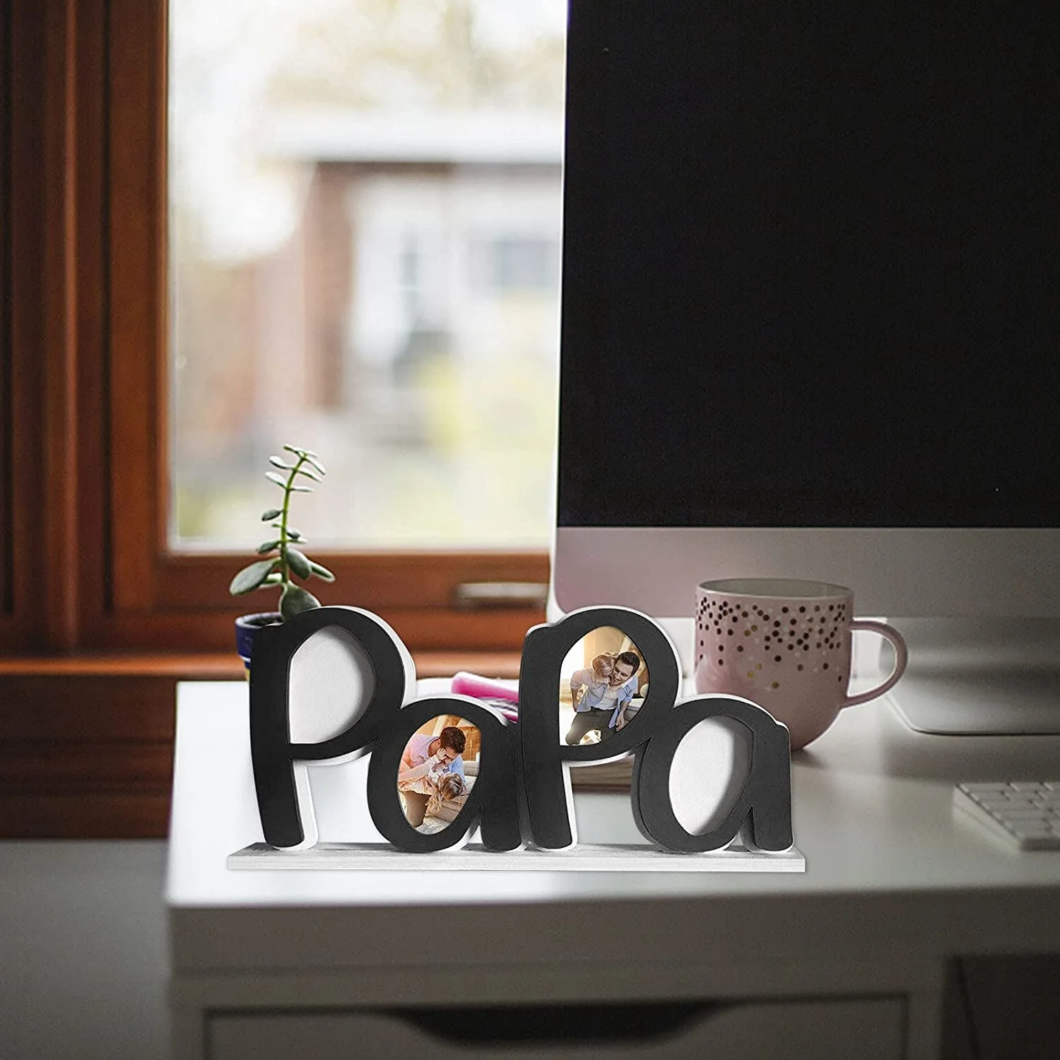 Father's Day PaPa Picture Frame,Dad Gifts From Daughter,Dad Birthday Gifts, Dad Photo Holder, Father's Day Gift -Black 2