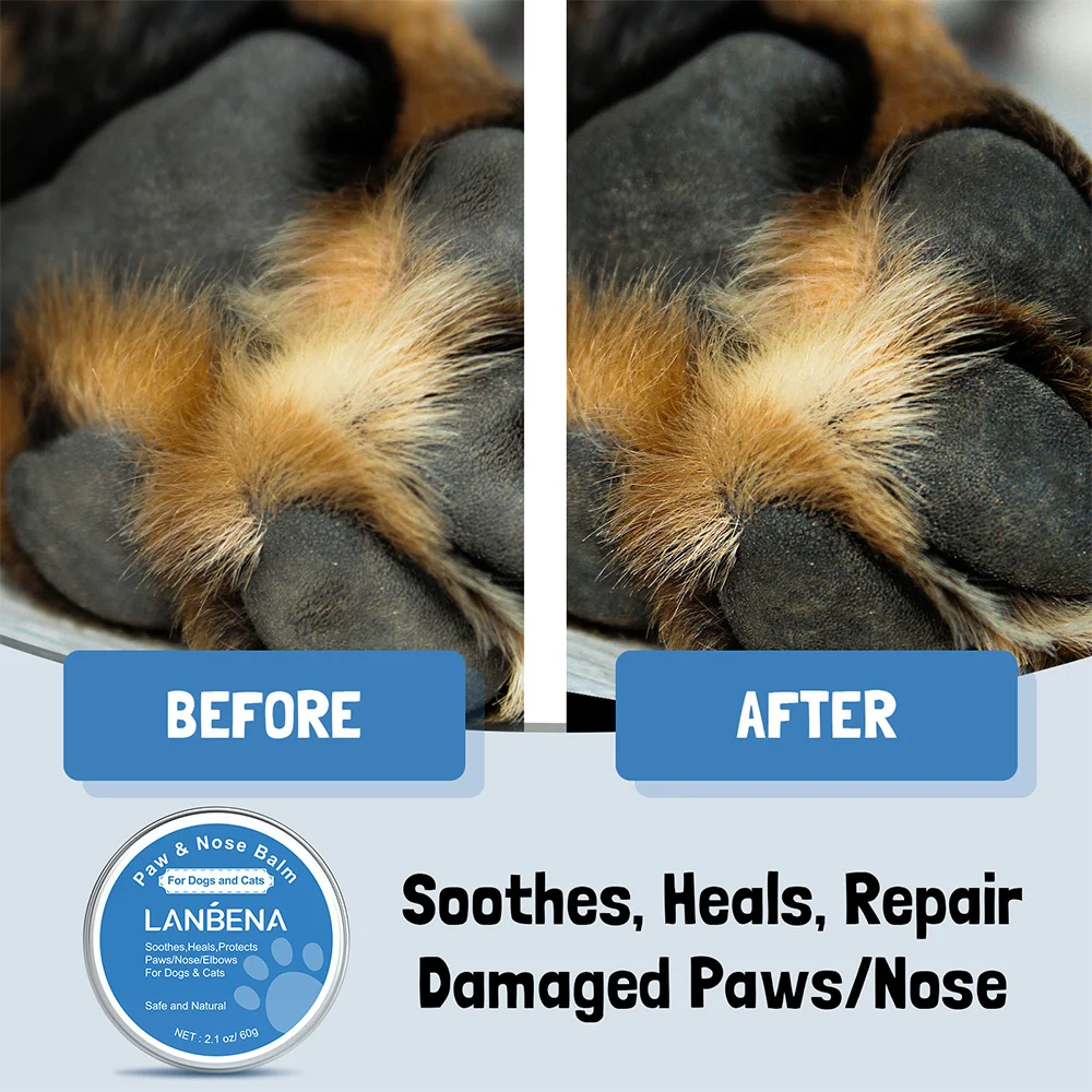 LANBENA 3-in-1 Pet Lotion Nose Elbow & Paws Nourishes And Moisturizes Skin Care To Relieve Dry Skin Smooth And Natural 60g