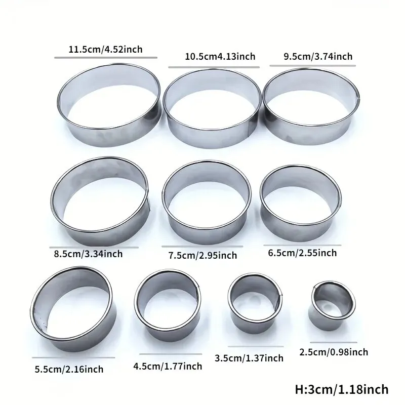 Dumpling Skin Mold 3/10 Pieces/set Stainless Steel Circular Biscuit Baking Tool Cutting Tool Clay Mold