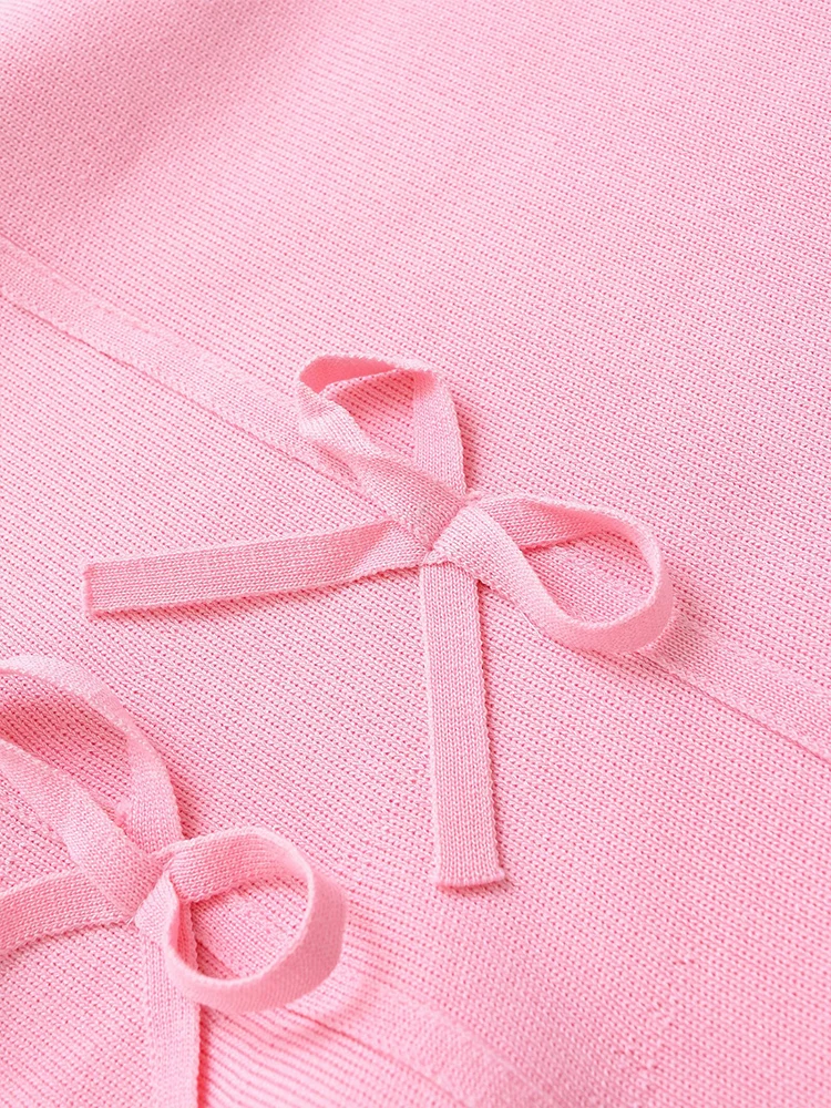 TFMLN Elegant Women's Round Neck Sleeveless Knit Vest  Sweet Bowknot Decoration Ruffled Hem Pullover Tops Fashion Summer New