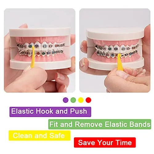 

20/50/100 Pack Braces Band Tool Dental Elastic Rubber Bands Placers for Braces Disposable Plastic Orthodontic Elastic Placers