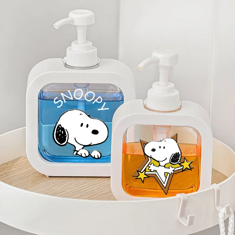 Snoopys Seifenspender, niedliche Cartoon-Shampooflasche, transparenter Kunststoff-Druckspender für Lotion, Aufbewahrungsbehälter für Badezimmer und Küche