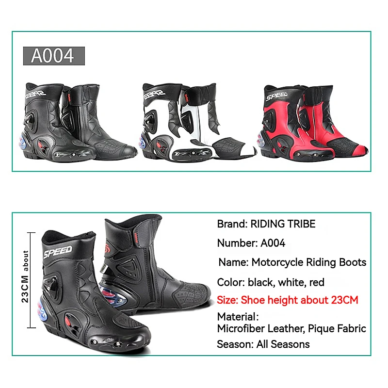 Men Motorcycle Protective Gear Boots Woman Femal Speed Microfiber Leather Motocross boots Riding Sports Road MIddle Motorboats