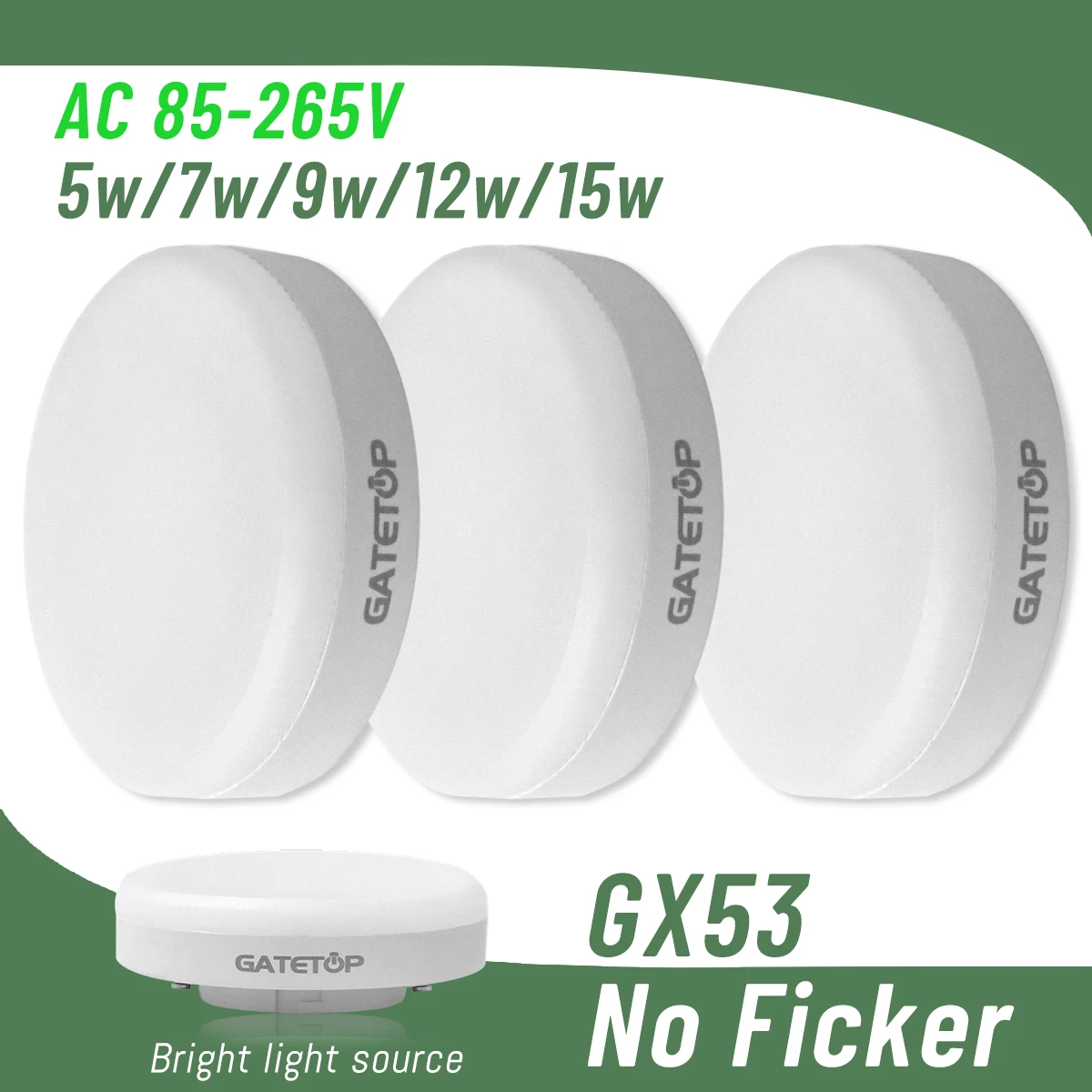 LED Spotlight 8PCS Hight Qualight GX53 5W 7W 9W 15W LED Spotlight AC85-265V 100lm/W Daylight Warm Cold light for home bedroom derection