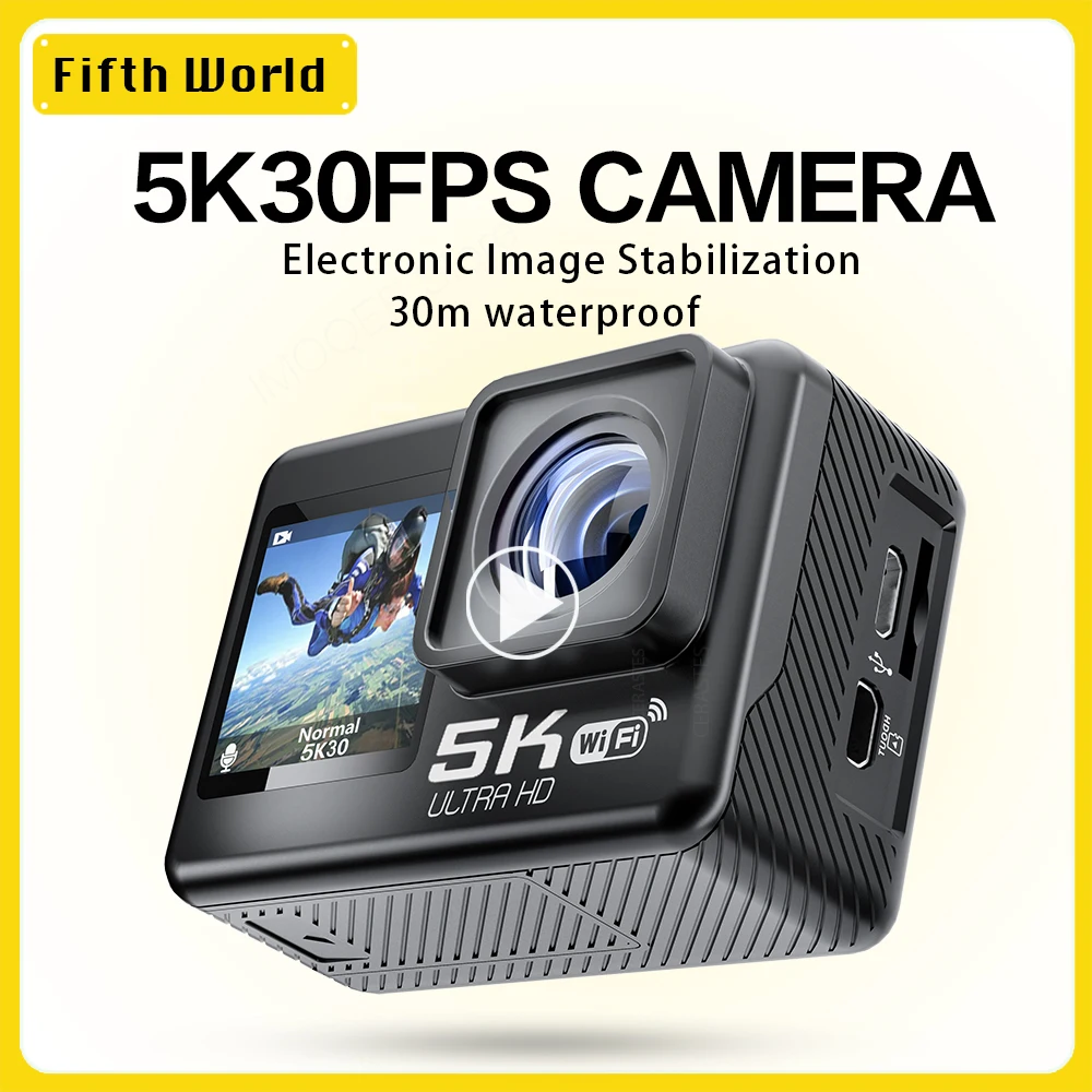 Viran 5k 4k60fps Wifi Antishake Action Camera Dual Screen 170° Wide