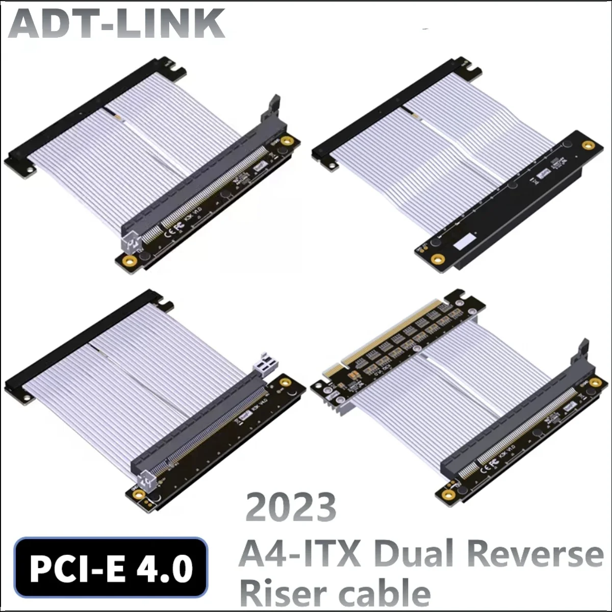 Adt-Link 2023 Pcie 4.0X16 Riser Cable Extension Scheda Grafica [Rtx 4090 Rx6900Xt Test]Dual Reverse Angle Gen4 Per Itx A4 Mini Pc