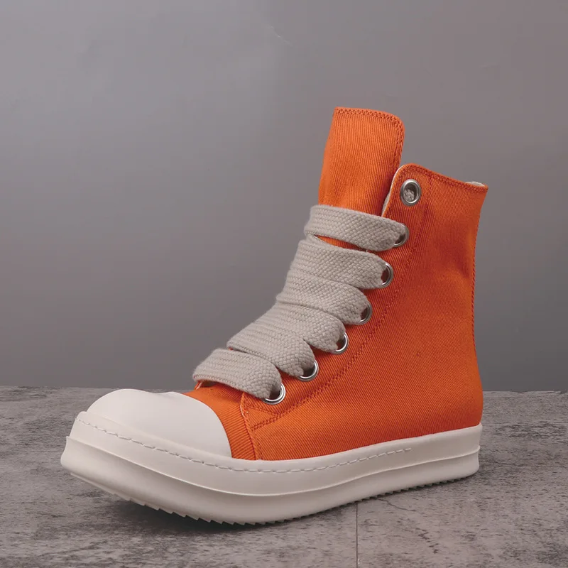 

Casual Shoes Men Women Spring Autumn Side Zipper Design Round Head Loafers Versatile Thick Bottom High Top Lovers Shoes