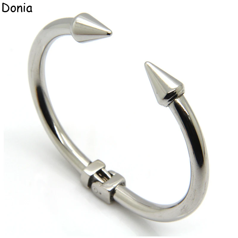 

Donia Jewelry European and American Fashion Creative Rivet Taper Opening Titanium Steel Punk Bracelet