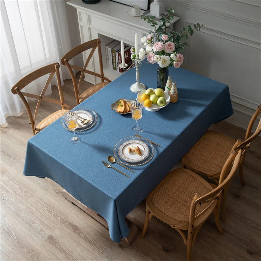 

Rectangular Tablecloth Modern Minimalist Style Polyester Cotton Thickened Dark Grain Pure Color Tea Table Cloth Dust Cover Towel