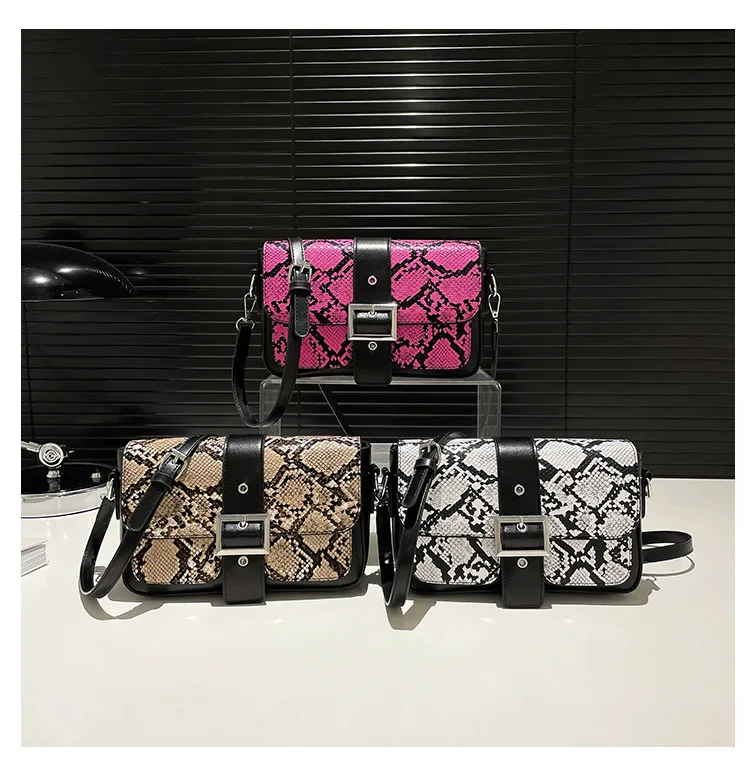 Solid color Women serpentine Shoulder Side Bag Small PU Leather Handbag And Wallet Vintage Luxury Lady Flap Crossbody Sling Bag