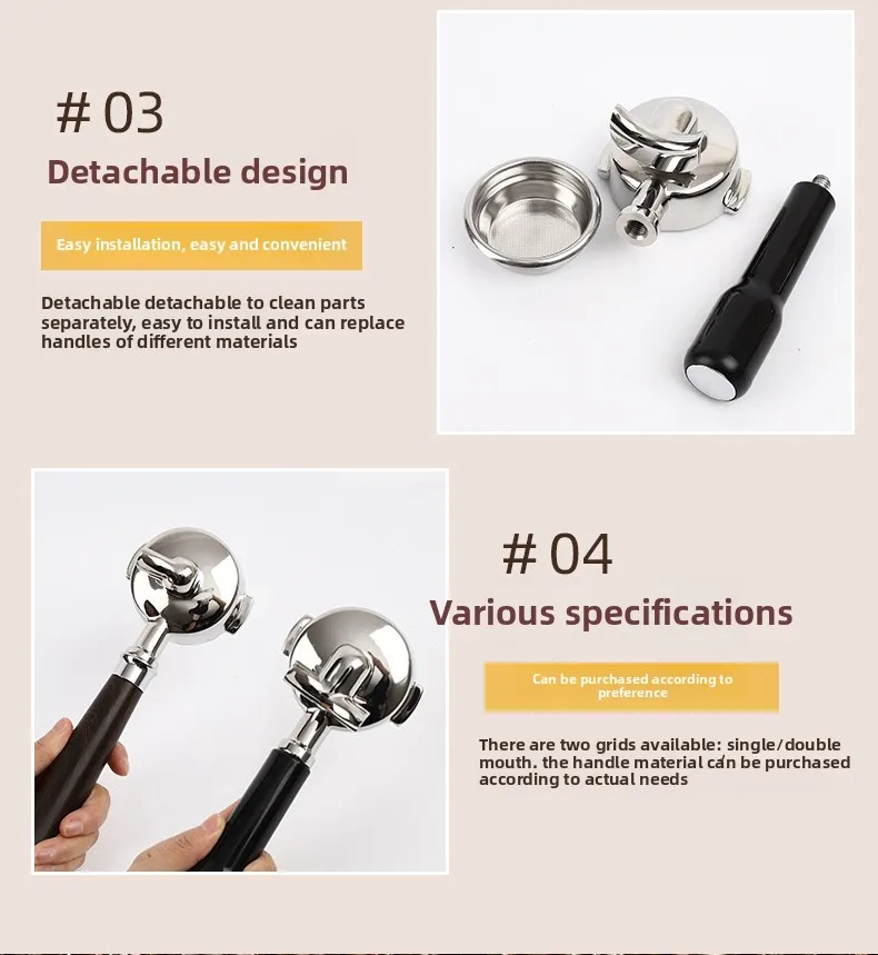 Description Picture 5 of itemCoffee brewing head single double mouth multi-specification coffee machine handle, suitable for E61 Aibo coffee machine