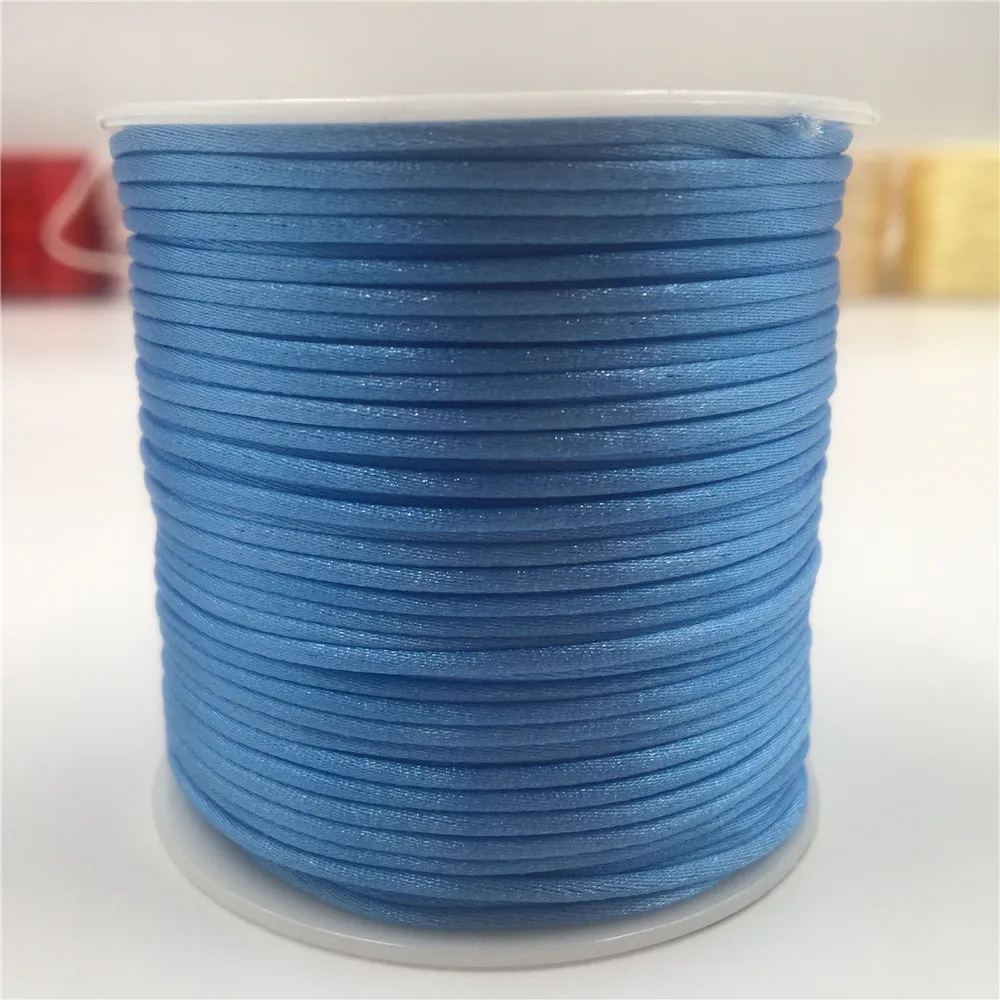 

1MM 20/50meters/Roll Sky Blue Chinese Knot Cord Macrame Silk Strong Braided Satin Rope DIY Making Beading Thread Wire