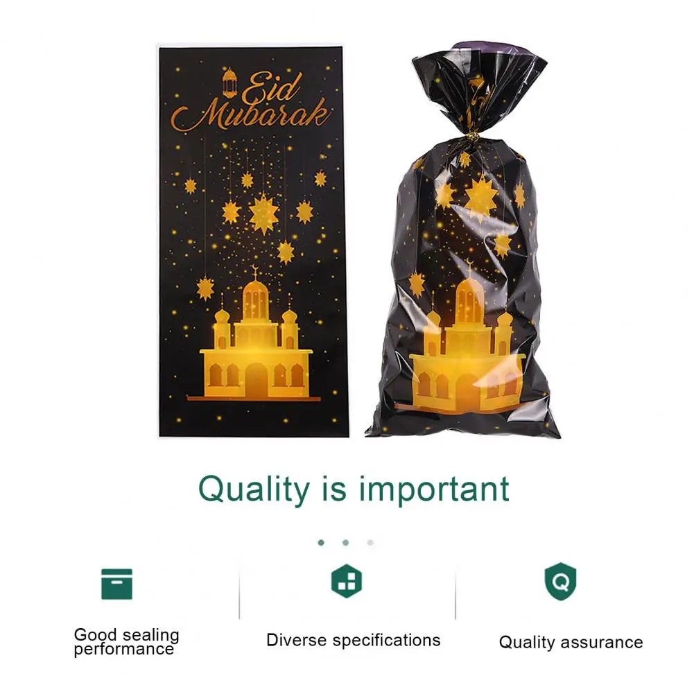 

Ramadan Gift Bag Set Eid Mubarak Gift Bags Waterproof Middle East Party Supplies for Ramadan 100 Pcs Printed Cookie Chocolate