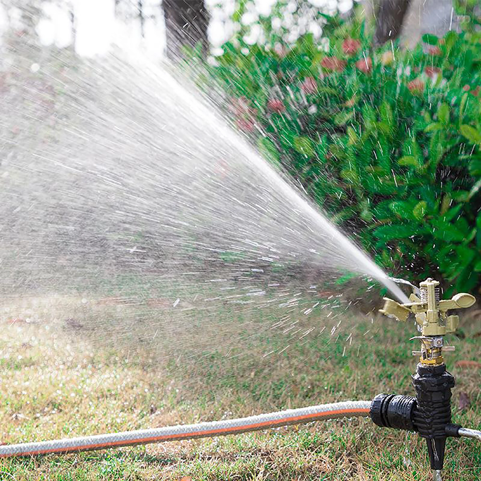 Garden Sprinkler 360 Degree Adjustable Rotate Lawn Irrigation Metal Spiked 1/2" Hose Connector
