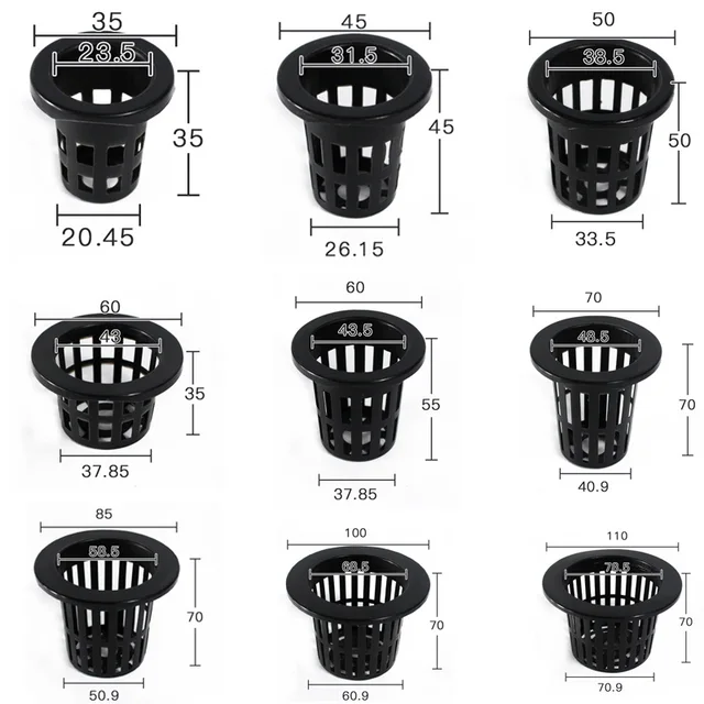 50Pcs Black White Soilless Mesh Plant Grow Pot， Net Basket Holder Vegetable Nursery Cup tray Sponge Hydroponic Colonization Pots 6